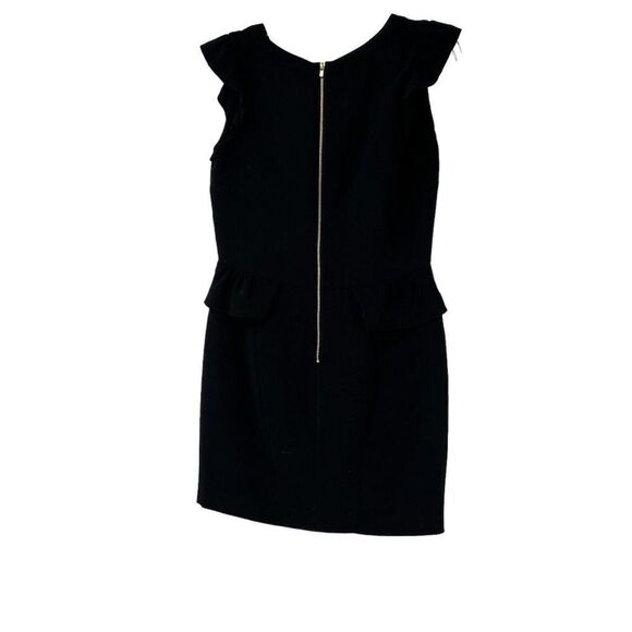 Sandro Paris Dress Black Mini Peplum Flutter Cap Sleeve Fitted Sexy Classic Chic - Picture 2 of 9